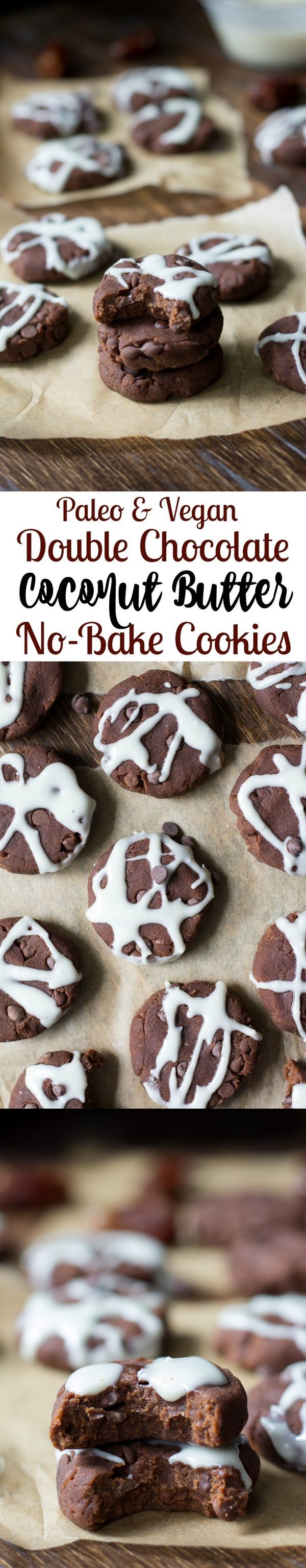 No Bake Chocolate Coconut Butter Cookies (Paleo & Vegan