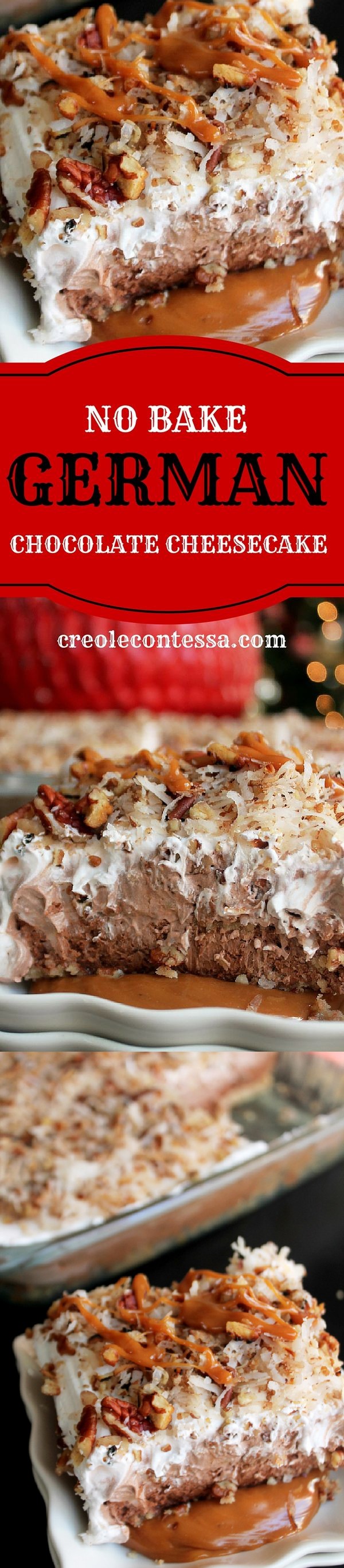 No Bake German Chocolate Cheesecake