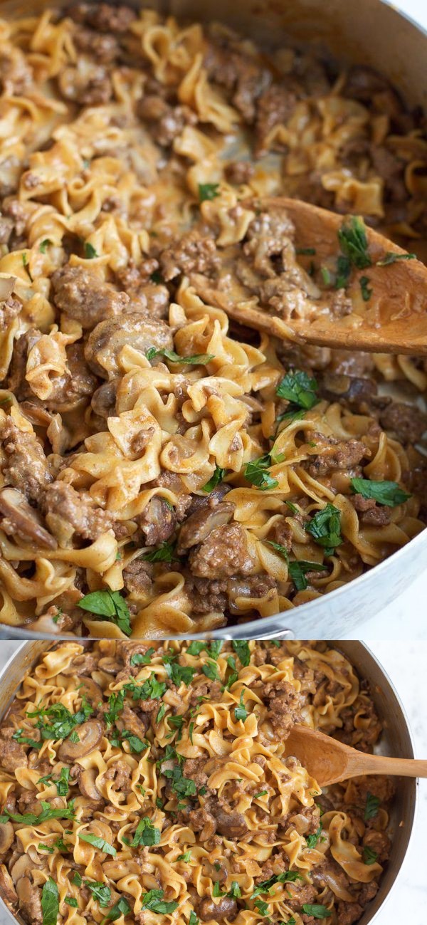 One Pot Beef Stroganoff