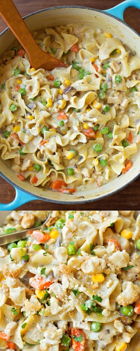 One-Pot Creamy Chicken Pot Pie Noodles