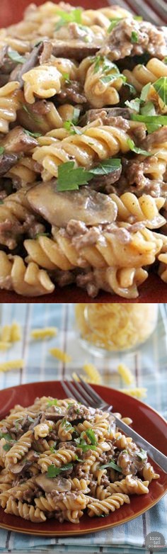 One Pot Ground Beef Stroganoff