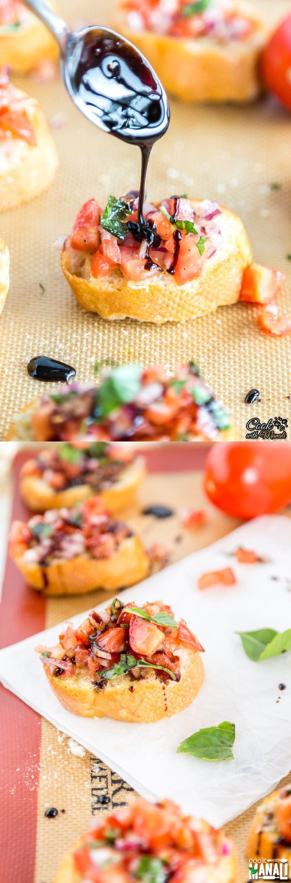 Onion Tomato Bruschetta with Balsamic Glaze