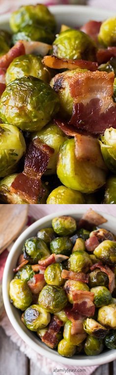 Oven Roasted Brussels Sprouts with Bacon