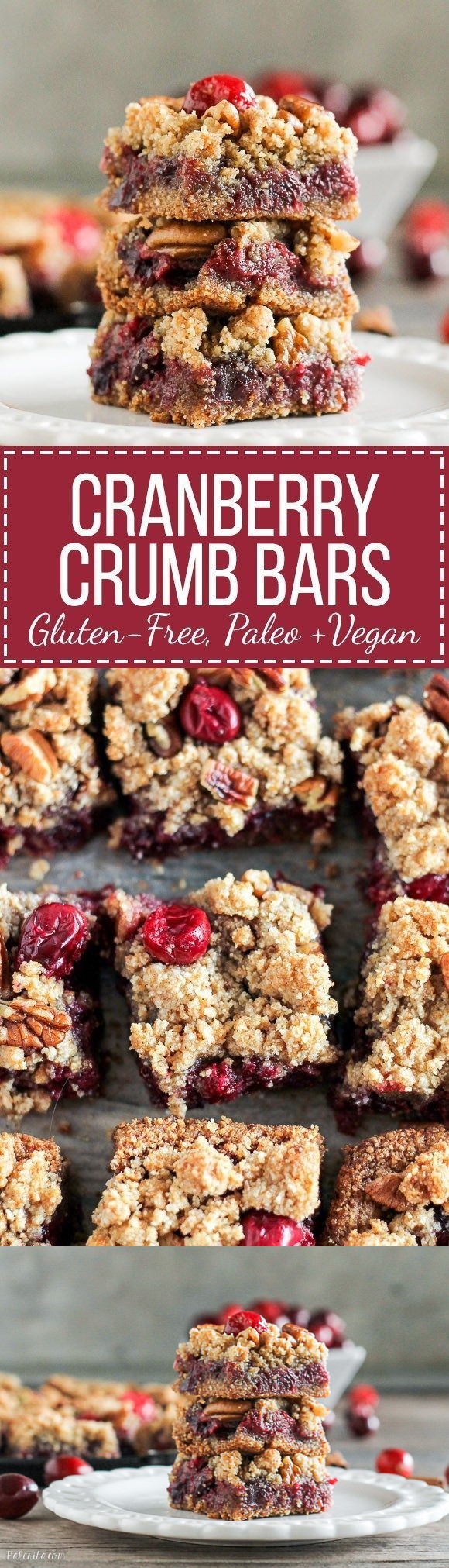 Paleo Cranberry Crumb Bars