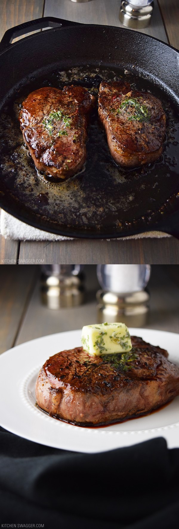 Pan-Seared Filet Mignon with Garlic & Herb Butter