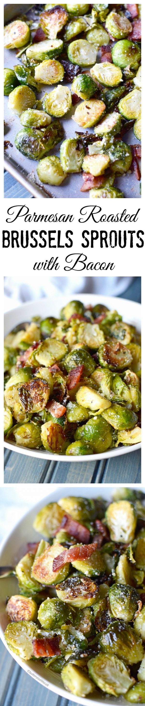 Parmesan Roasted Brussels Sprouts with Bacon