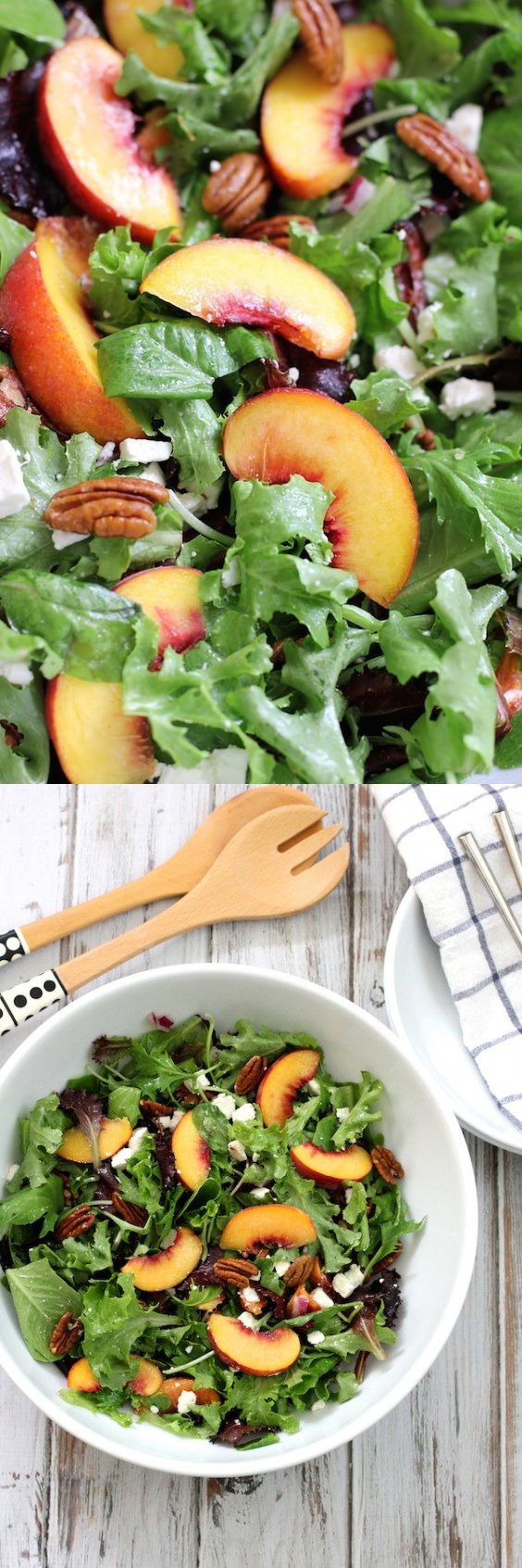 Peach, feta and pecan salad