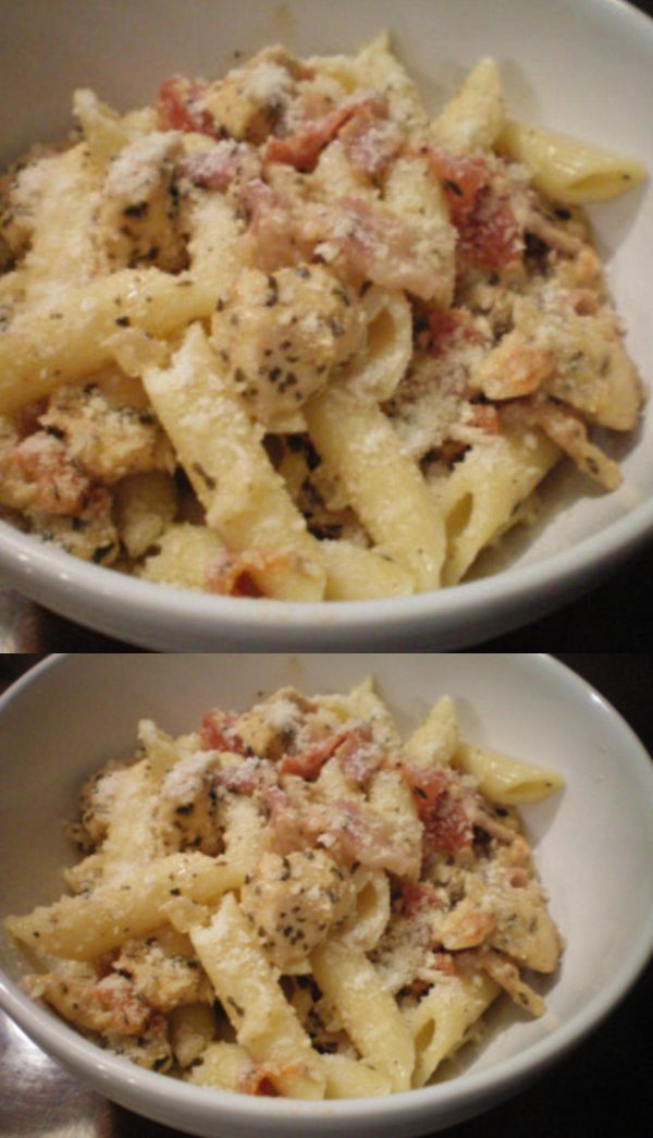 Penne Pasta with Chicken & Asiago Cream Sauce