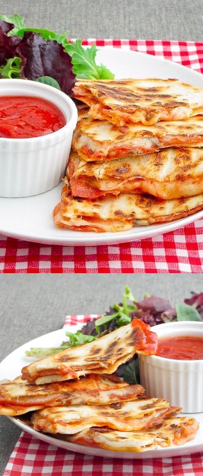 Pepperoni pizza quesadillas