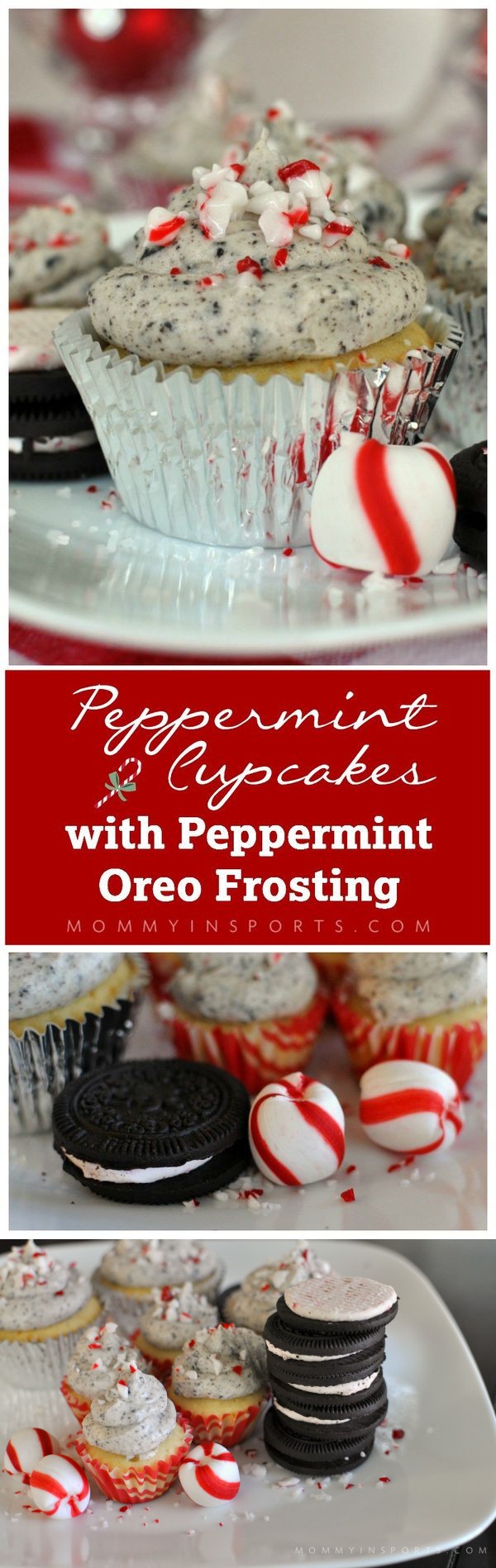 Perfect Vanilla Peppermint Cupcakes with Peppermint Oreo Frosting