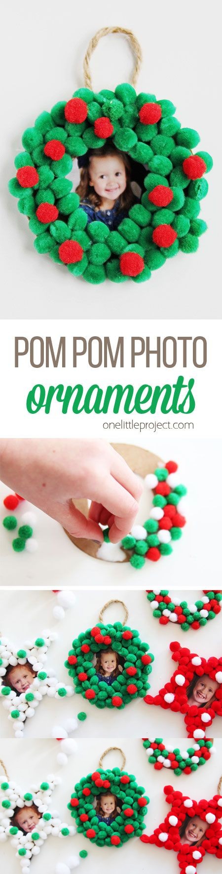 Pom Pom Christmas Photo Ornaments