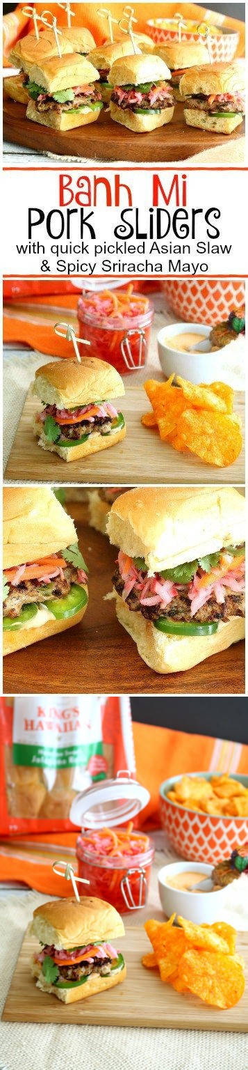 Pork Banh Mi Sliders with Srirachi Aoli