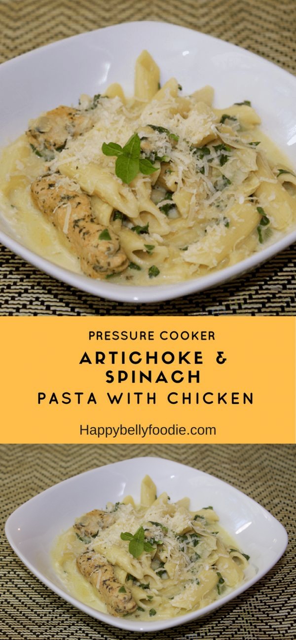 Pressure Cooker Artichoke & Spinach Pasta with Chicken