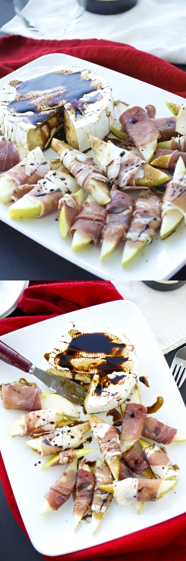 Prosciutto Wrapped Pears with Baked Brie