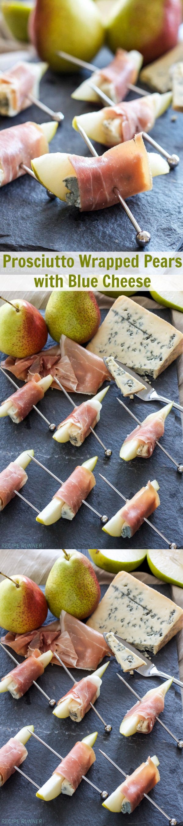 Prosciutto Wrapped Pears with Blue Cheese