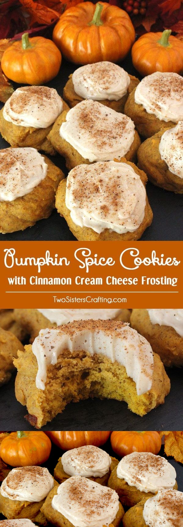Pumpkin Spice Cookies with Cinnamon Cream Cheese Frosting