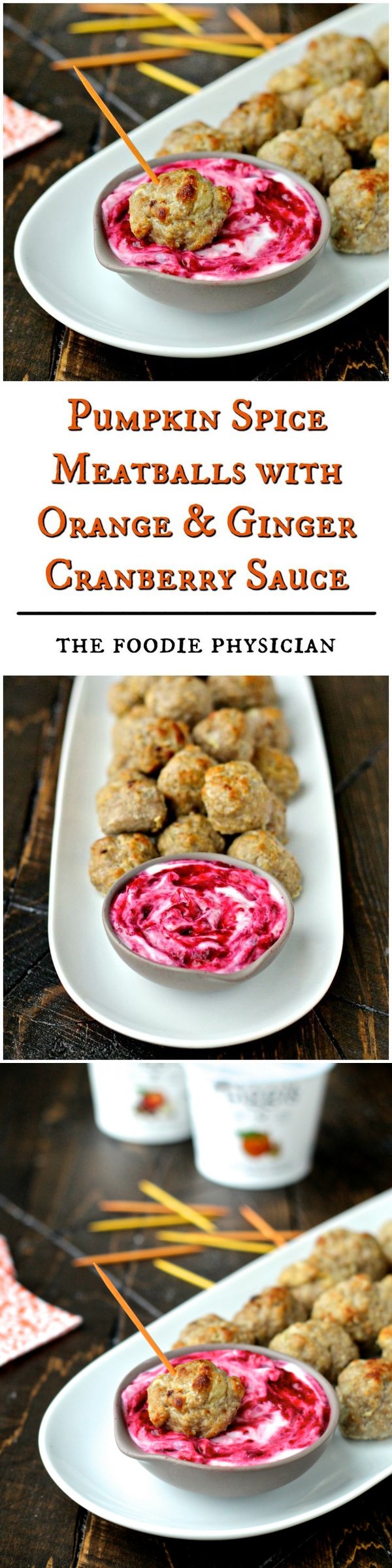 Pumpkin Spice Meatballs with Orange & Ginger Cranberry Sauce