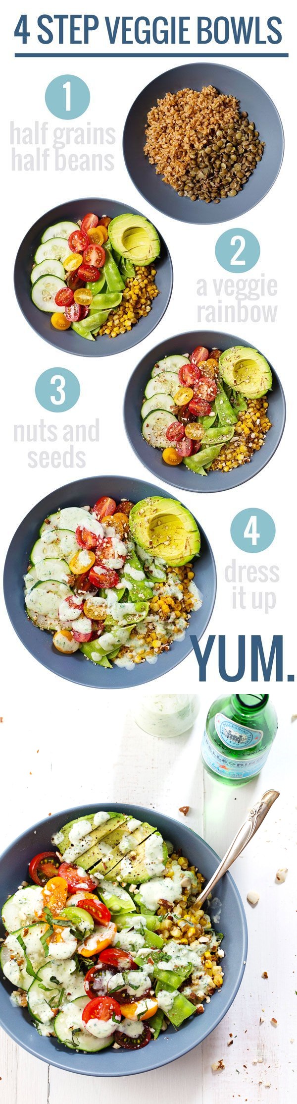 Rainbow Veggie Bowls with Jalapeño Ranch