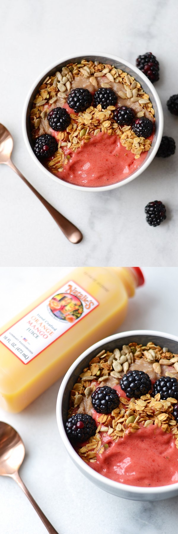 Raspberry Orange Mango Smoothie Bowl