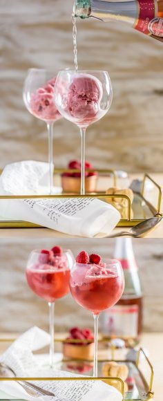 Raspberry Pink Champagne Floats