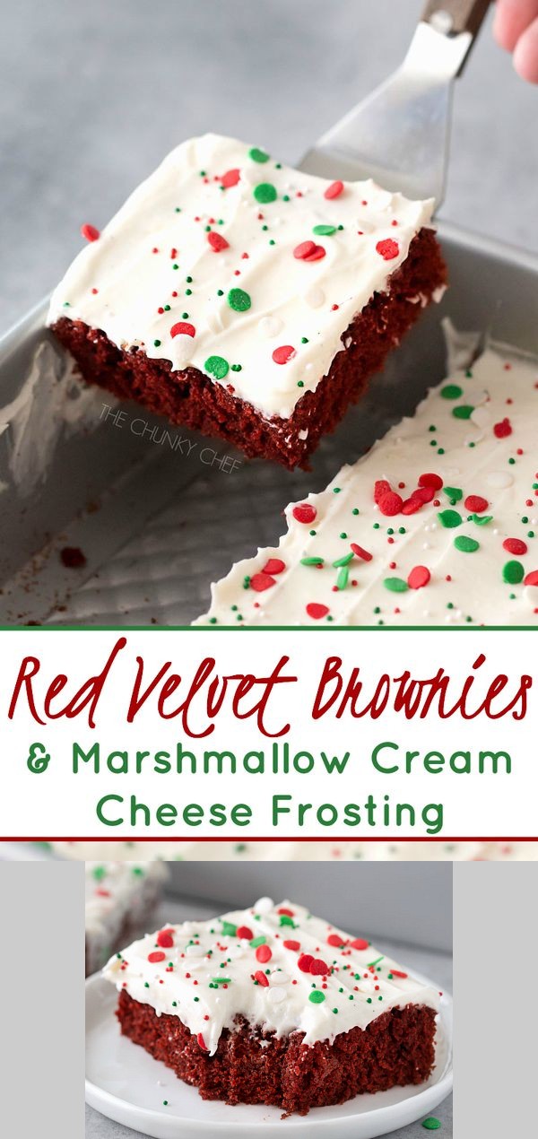 Red Velvet Brownies with Marshmallow Cream Cheese Frosting