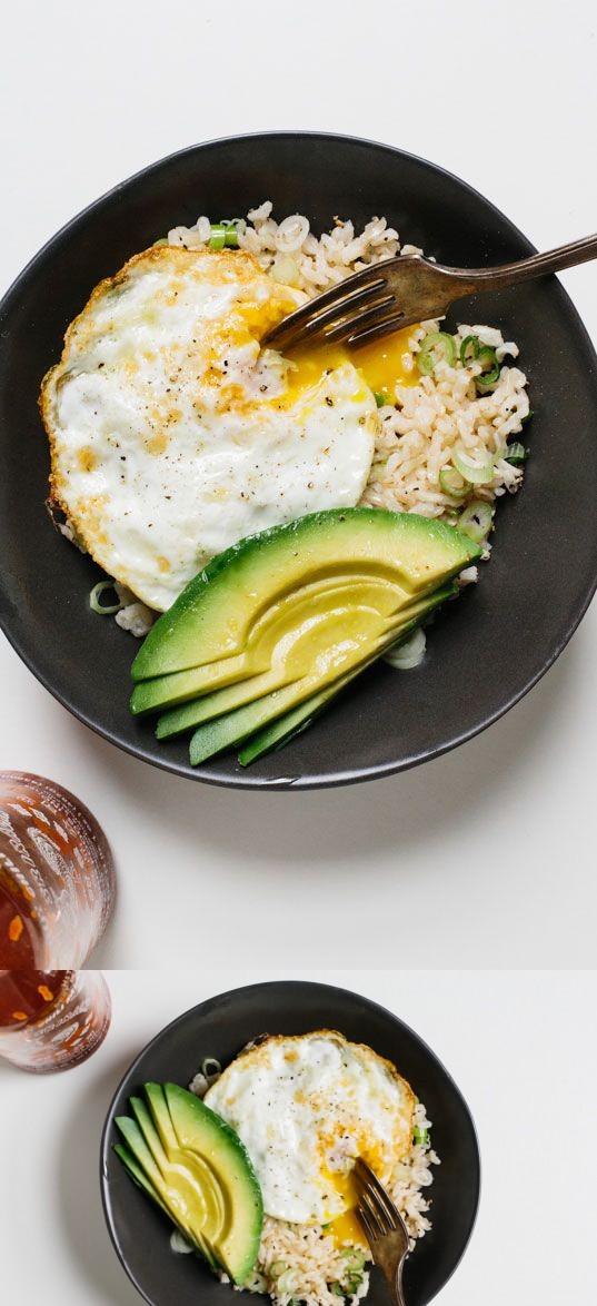 Rice Bowl with Fried Egg and Avocado