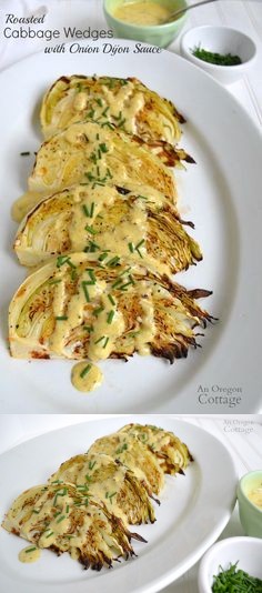 Roasted Cabbage Wedges with Onion Dijon Sauce