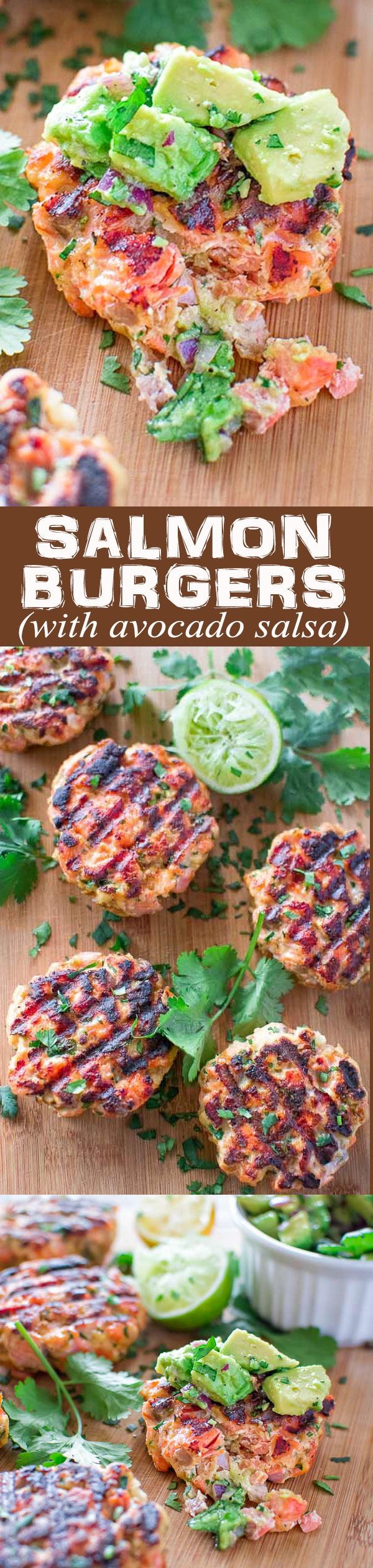 Salmon Burgers with Avocado Salsa