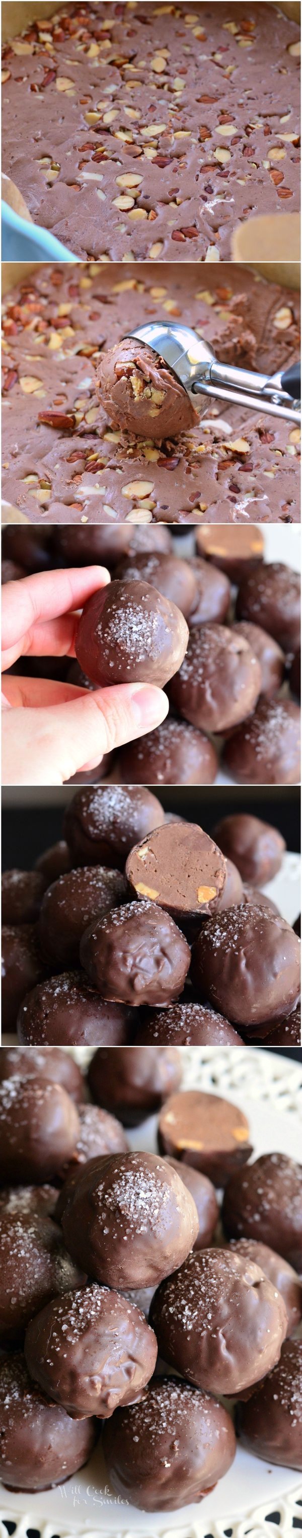 Salted Almond Fudge Truffles