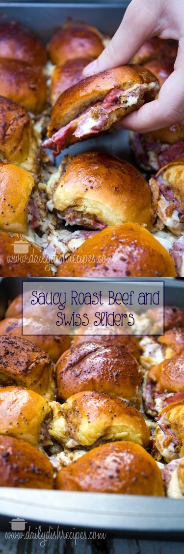 Saucy Roast Beef and Swiss Sliders #SweetEatsHolidayTreats