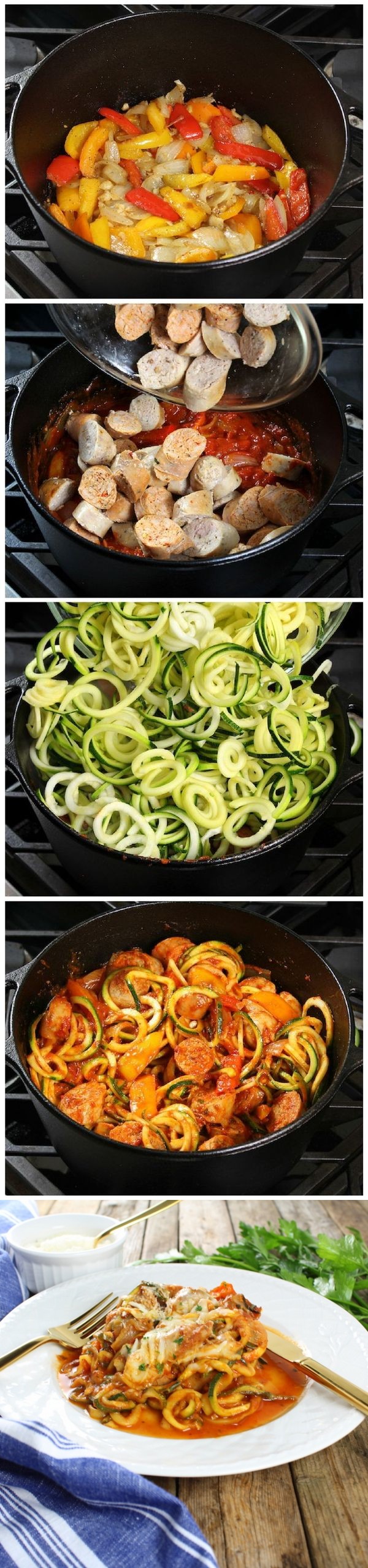 Sausage and Peppers with Zucchini Noodles