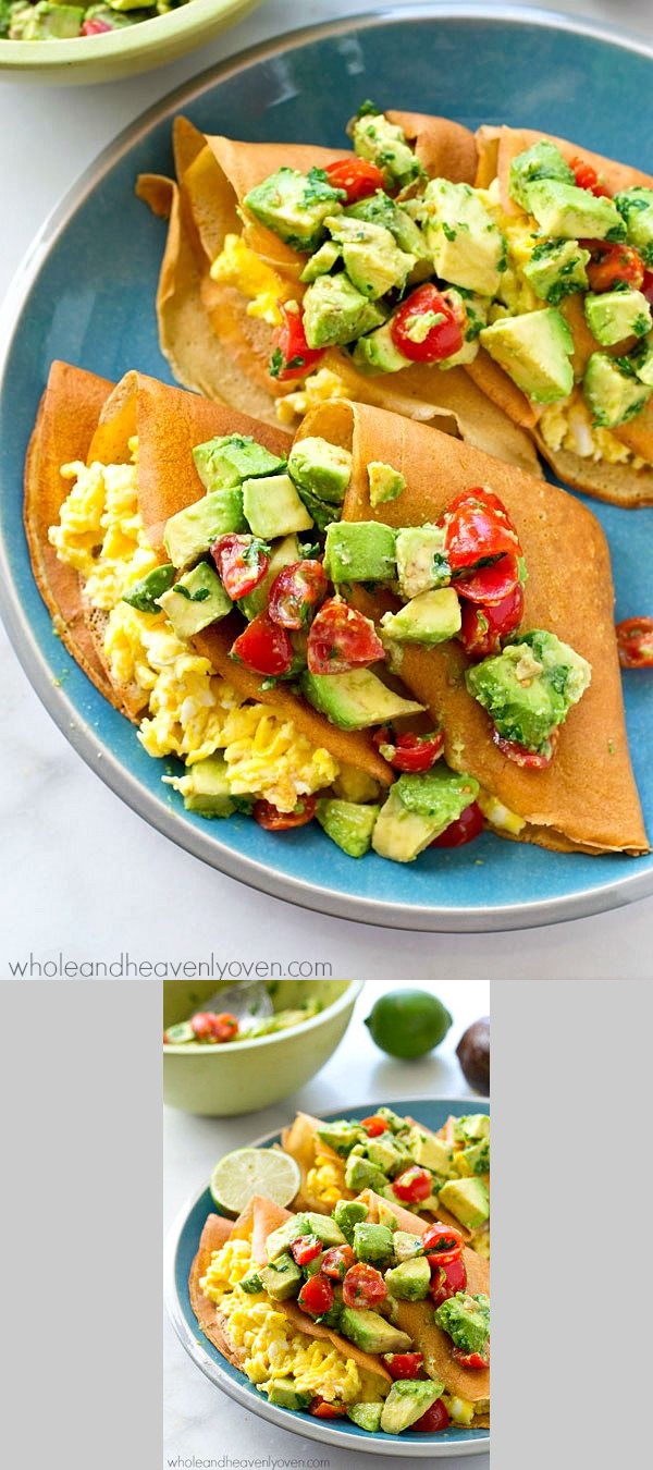 Savory Scrambled Egg Crepes with Avocado Pico de Gallo