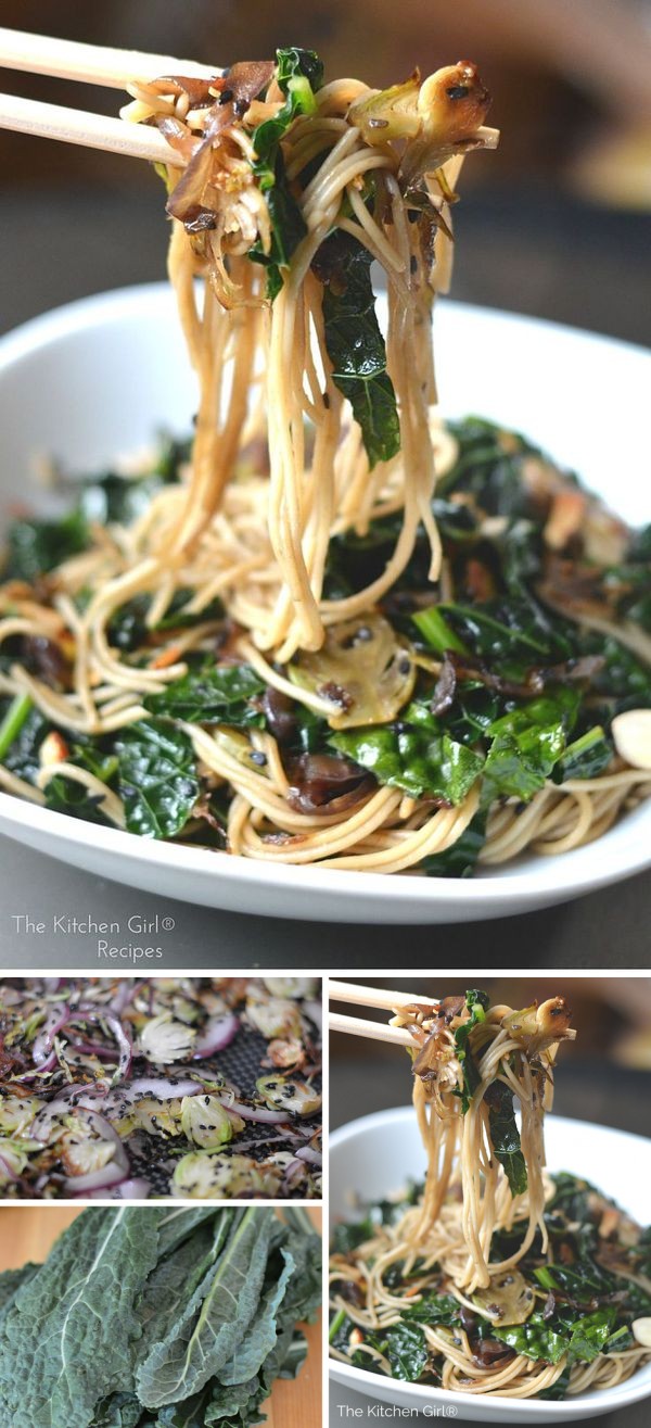 Sesame Kale Noodles (20 minutes, Vegan, GF