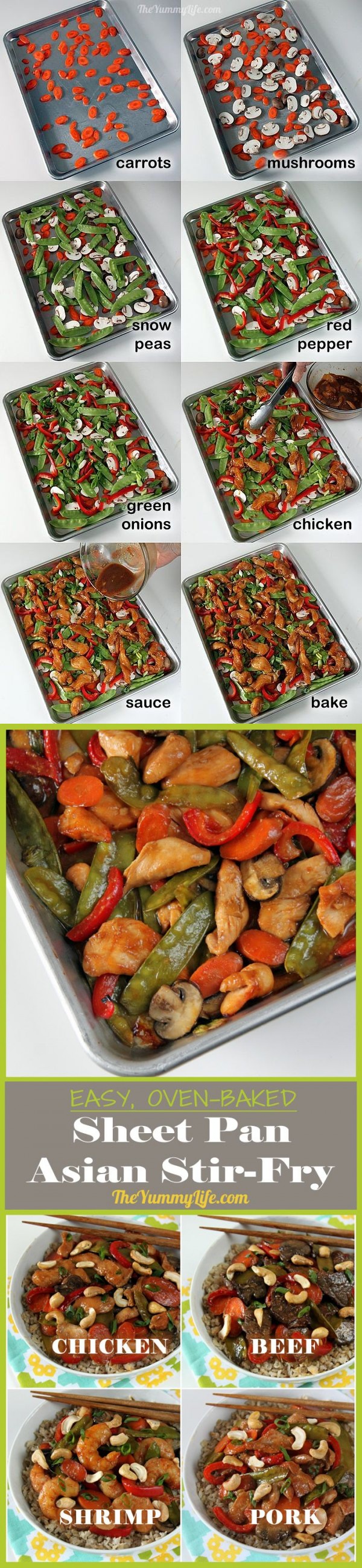 Sheet Pan Asian Chicken, Beef, Pork or Shrimp Stir-Fry