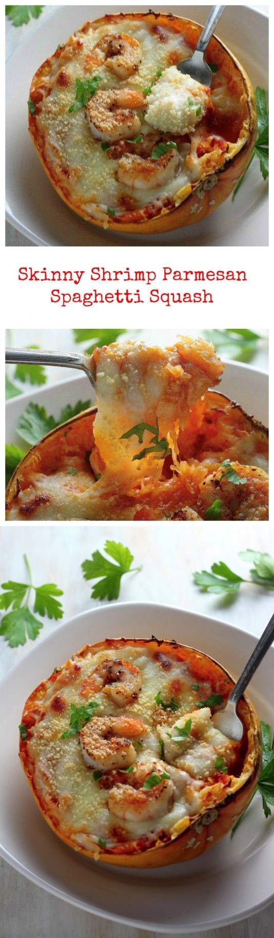 Skinny Shrimp Parmesan Spaghetti Squash