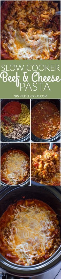 Slow cooker ground beef and cheese pasta