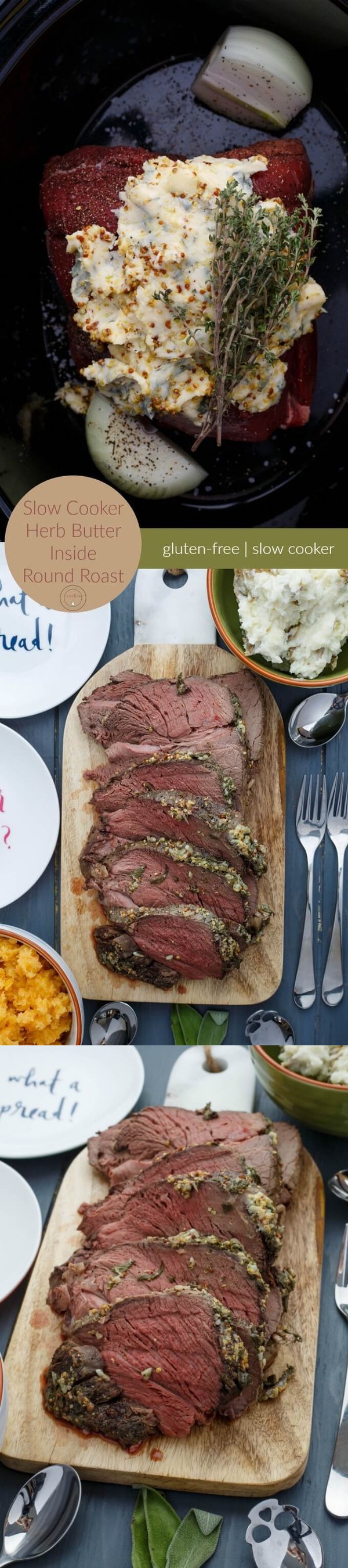 Slow Cooker Herb Butter Inside Round Roast + Giveaway