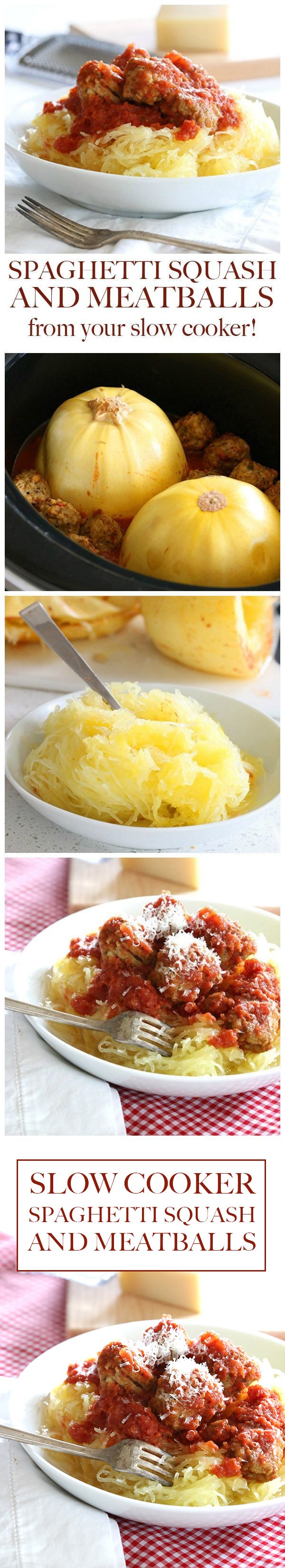 Slow Cooker Spaghetti Squash and Meatballs