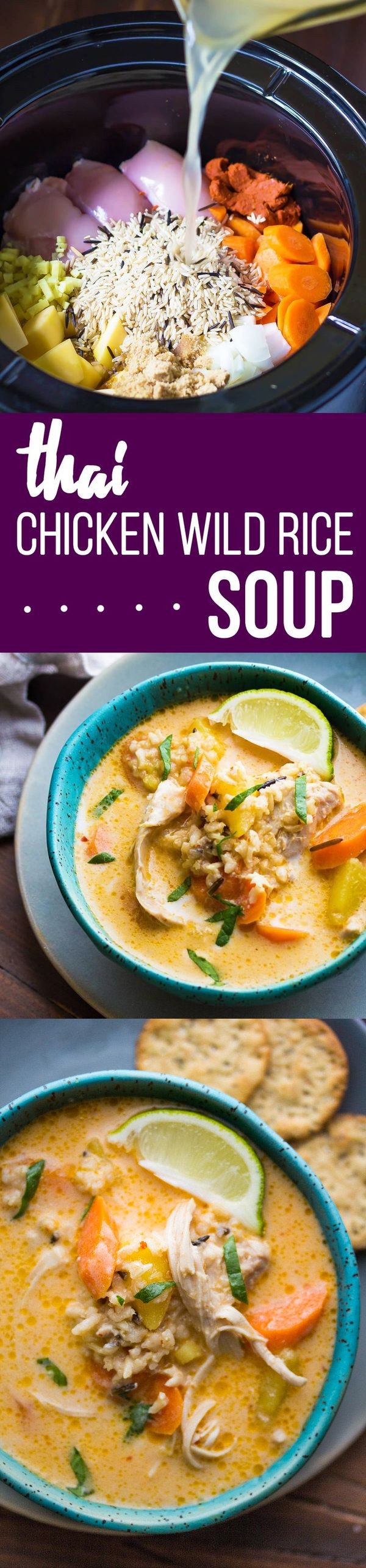 slow cooker Thai Chicken & Wild Rice Soup