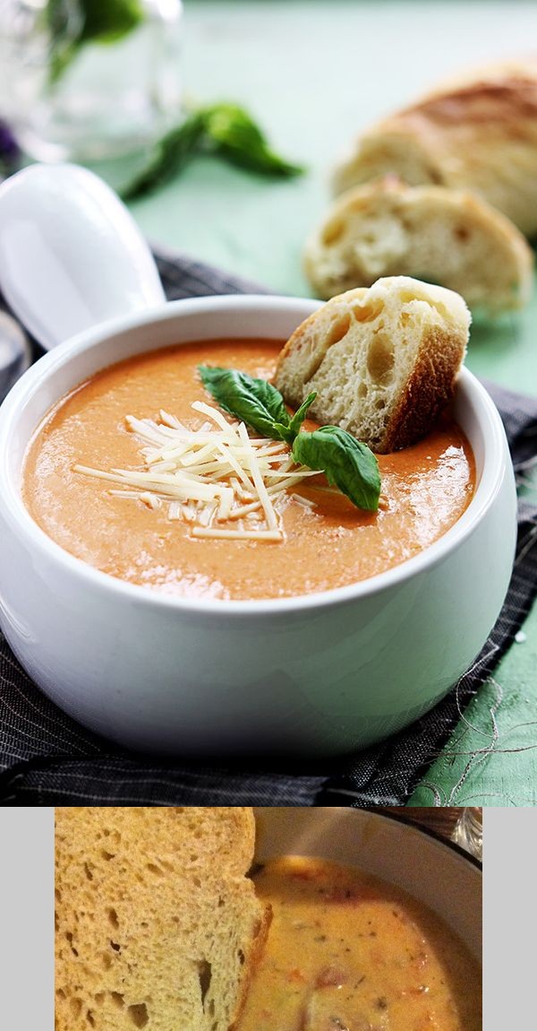 Slow Cooker Tomato Basil Parmesan Soup