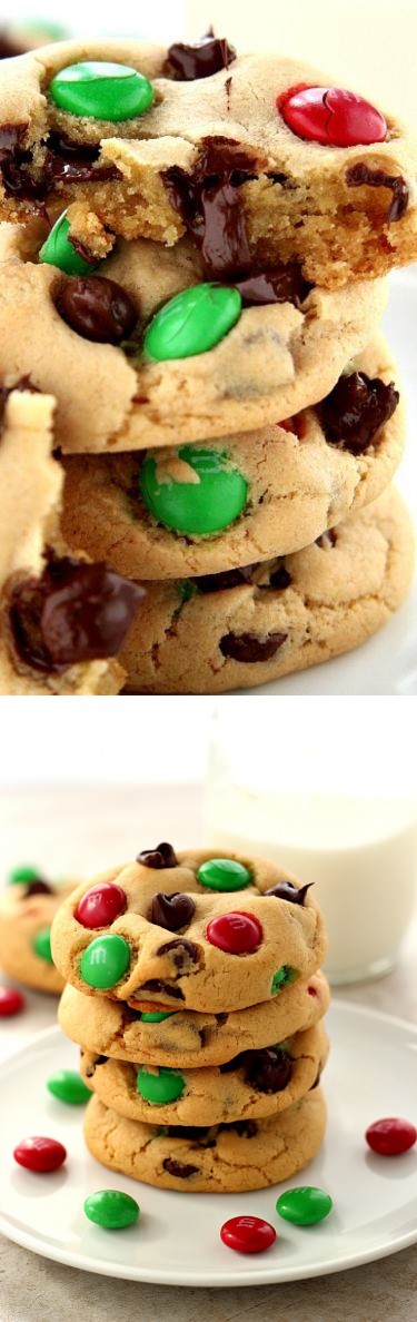 Soft and Chewy M&M Chocolate Chip Cookies