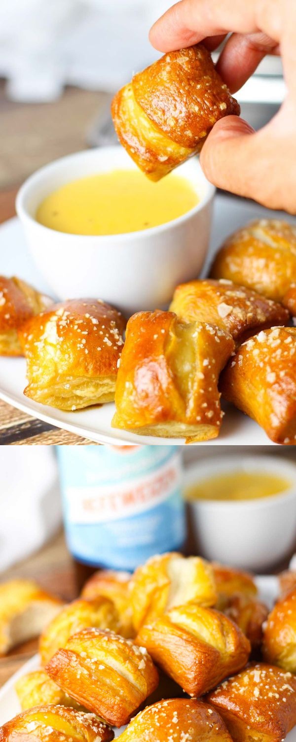 Soft Pretzel Bites with Cheese Sauce