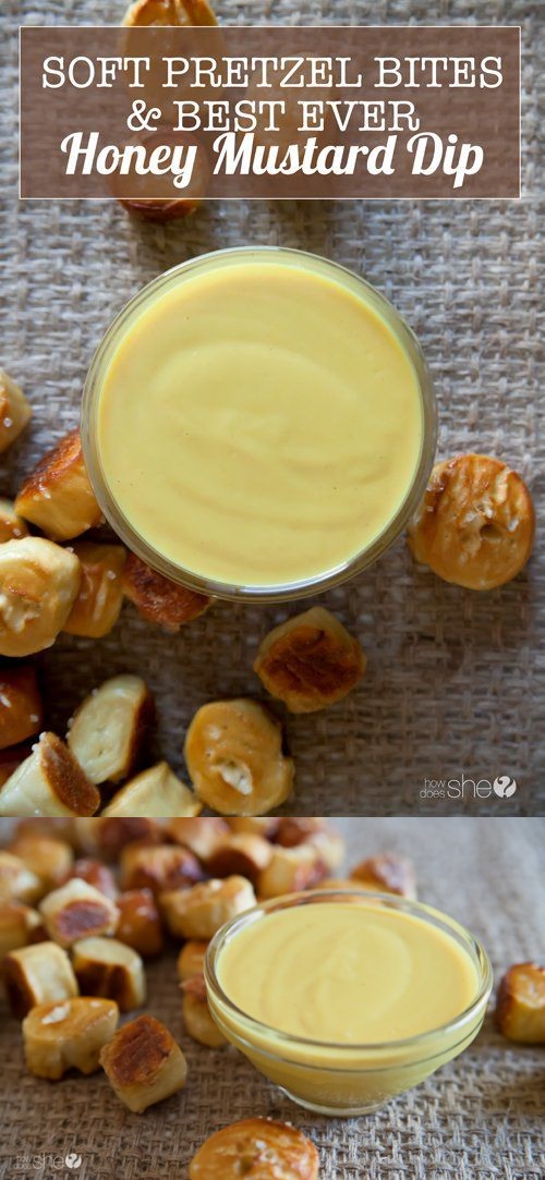 Soft Pretzel Bites with the BEST EVER Honey Mustard Dip