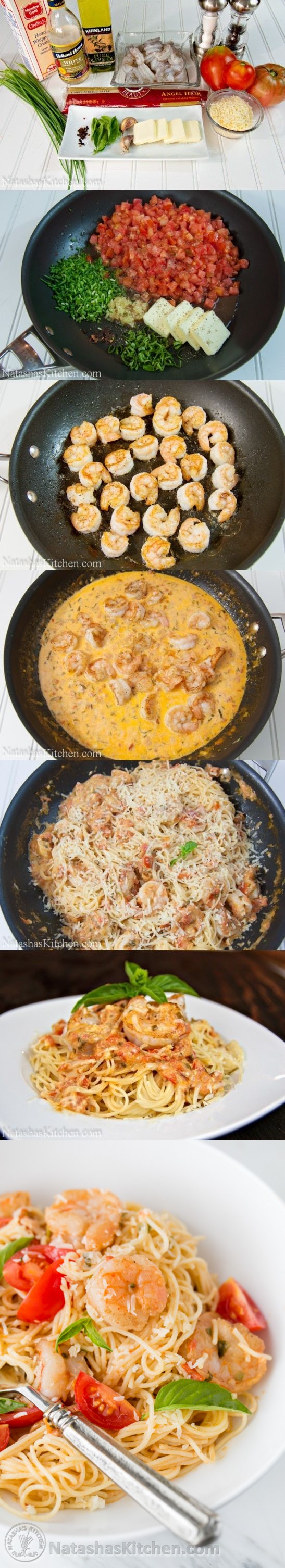 Spaghetti with Shrimp in a Creamy Tomato Sauce