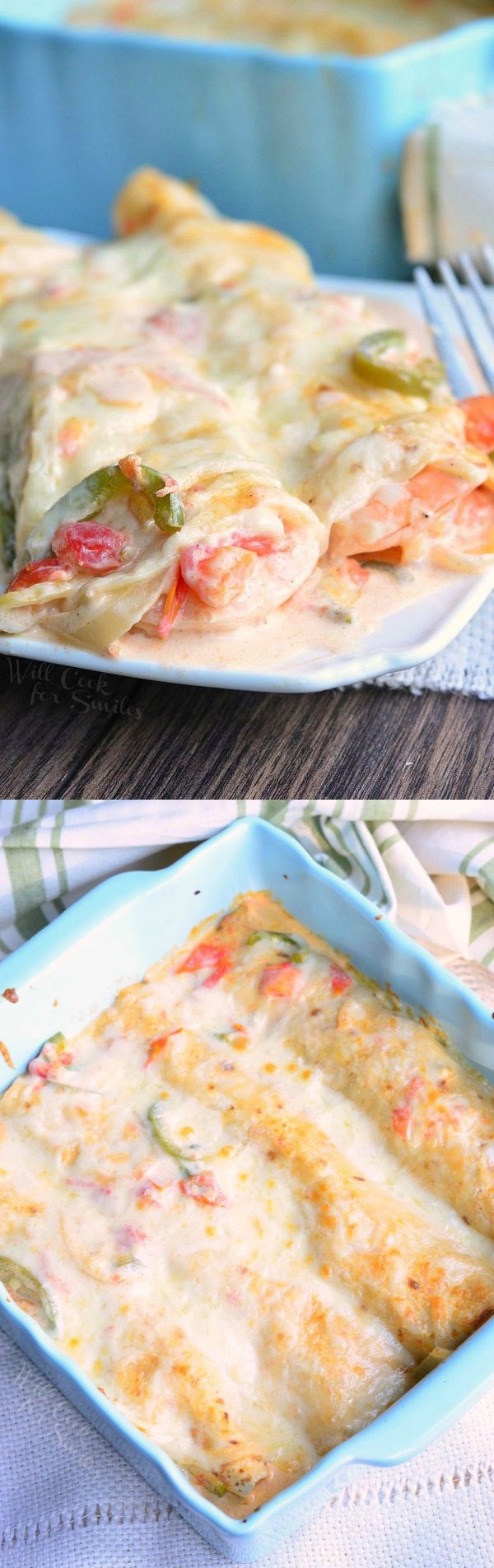 Spicy Creamy Shrimp Enchiladas