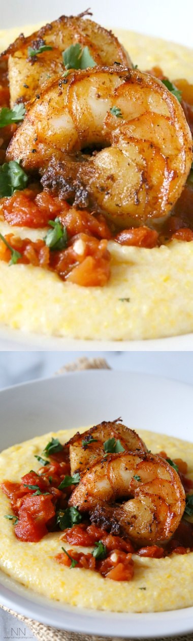 Spicy Shrimp Over Creamy Polenta