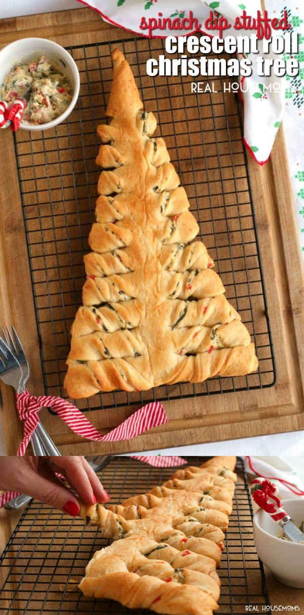 Spinach Dip Stuffed Crescent Roll Christmas Tree