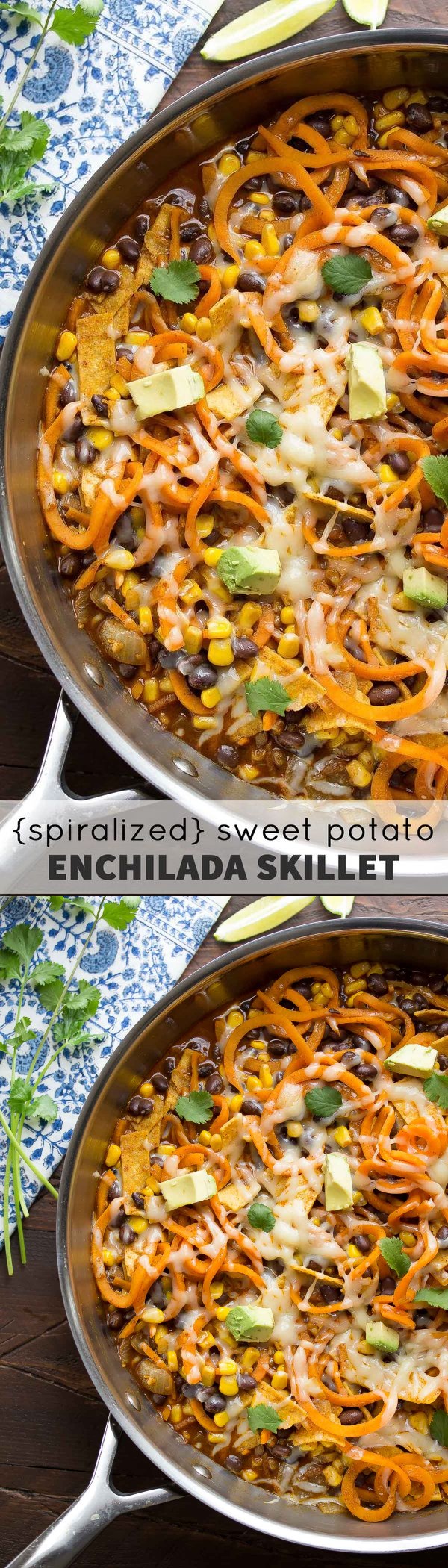 Spiralized Sweet Potato Enchilada Skillet