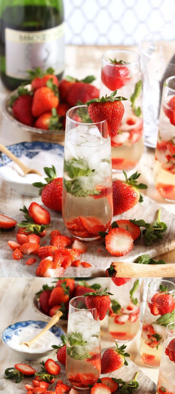 Strawberry Champagne Mojito