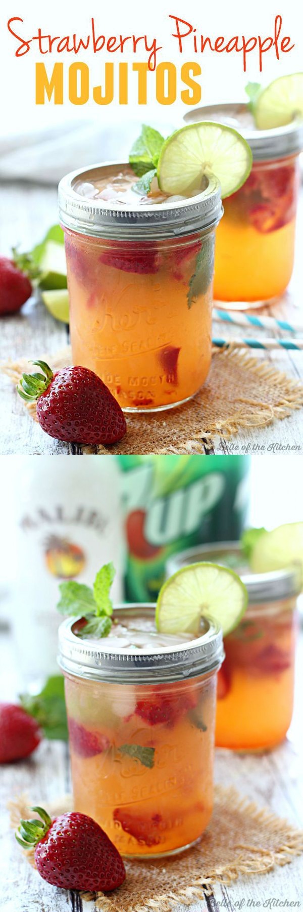 Strawberry Pineapple Mojitos